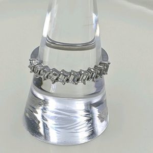 ✨3 for 25✨ Silver Tone CZ Emerald Cut Band Ring